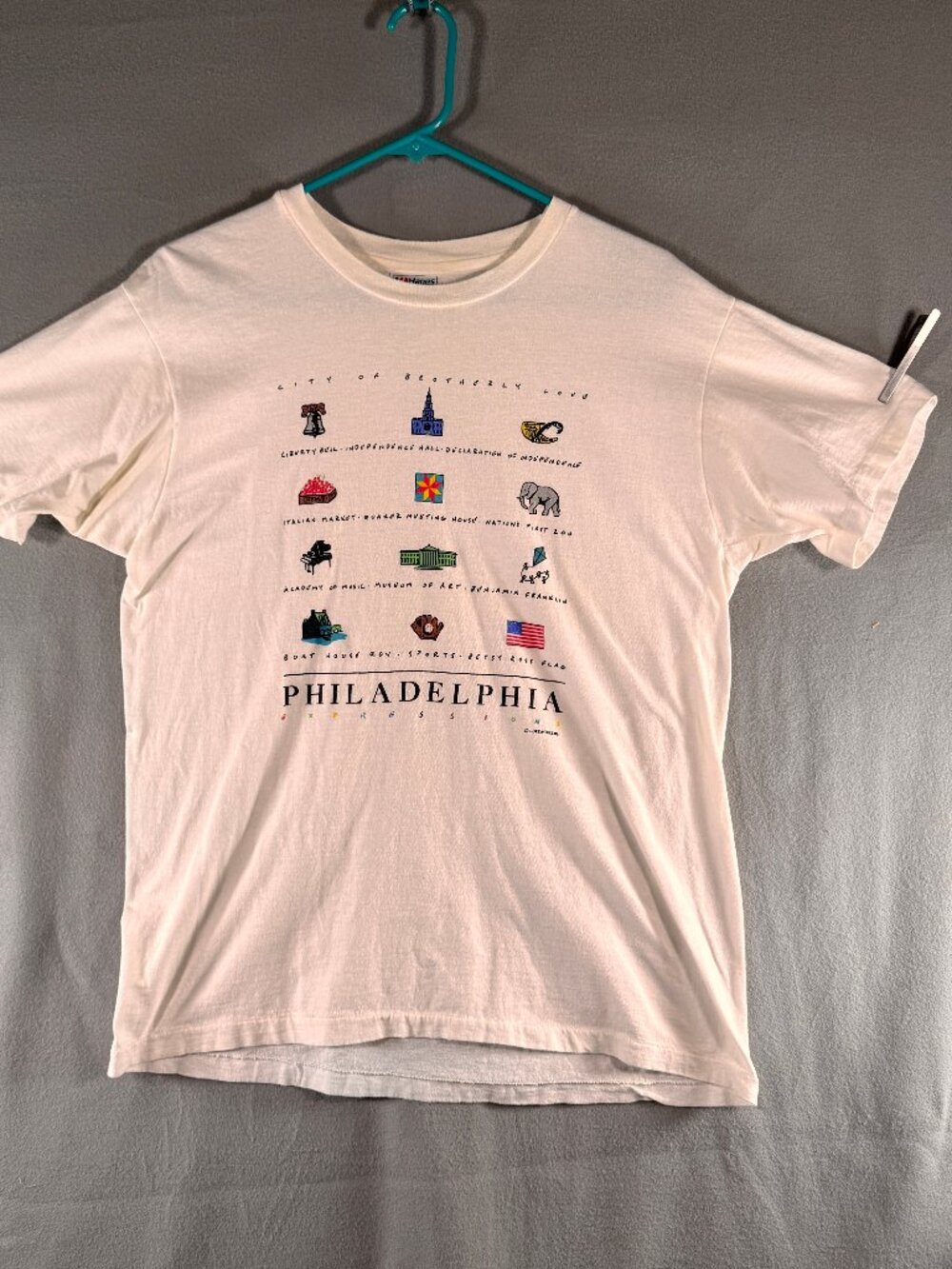Vtg 1991 Philadelphia Hanes Size L White Luke-A-Tuke Single Stitch